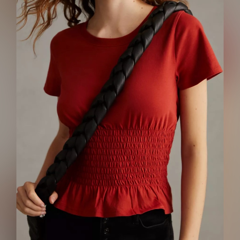 New with Tags Anthropologie Maeve Smocked Tee-Small